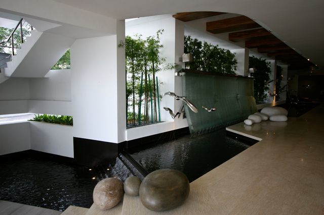 Reflecting pond with stones