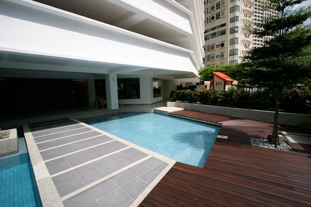 Swimming pool and timber sun deck